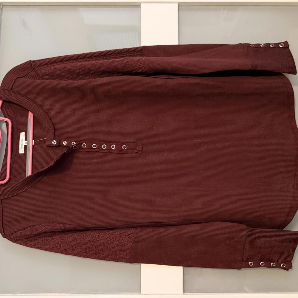 Maurices Women's Burgundy Henley Sweater